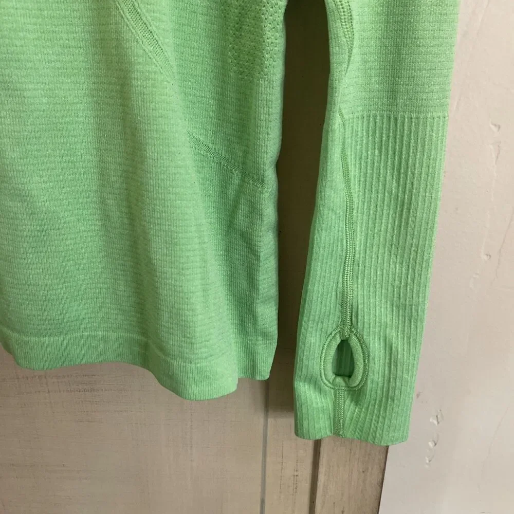 Lululemon Swiftly Tech Long Sleeve Shirt Womens 10 Lime Green  Thumbholes